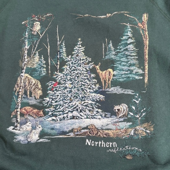 Vintage Northern Reflections Forest Green Wildlife Sweatshirt Small - Picture 3 of 9